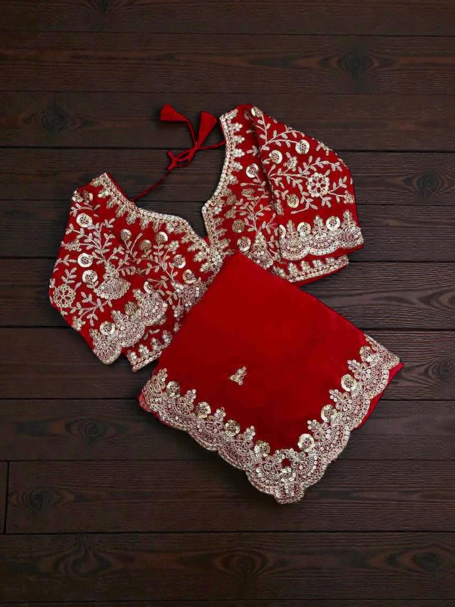 Traditional saree with a matching ready blouse, vibrant cultural wear for women from Saree Ghor Charlotte.