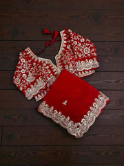 Traditional saree with a matching ready blouse, vibrant cultural wear for women from Saree Ghor Charlotte.
