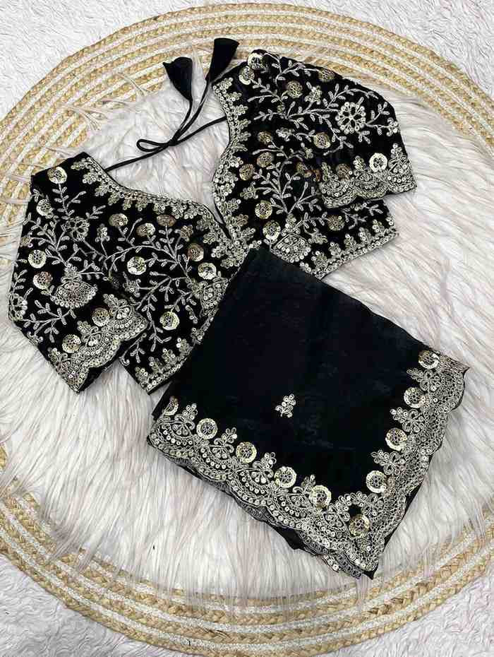 Traditional Saree with matching ready blouse from Saree Ghor Charlotte, featuring elegant cultural wear for women.