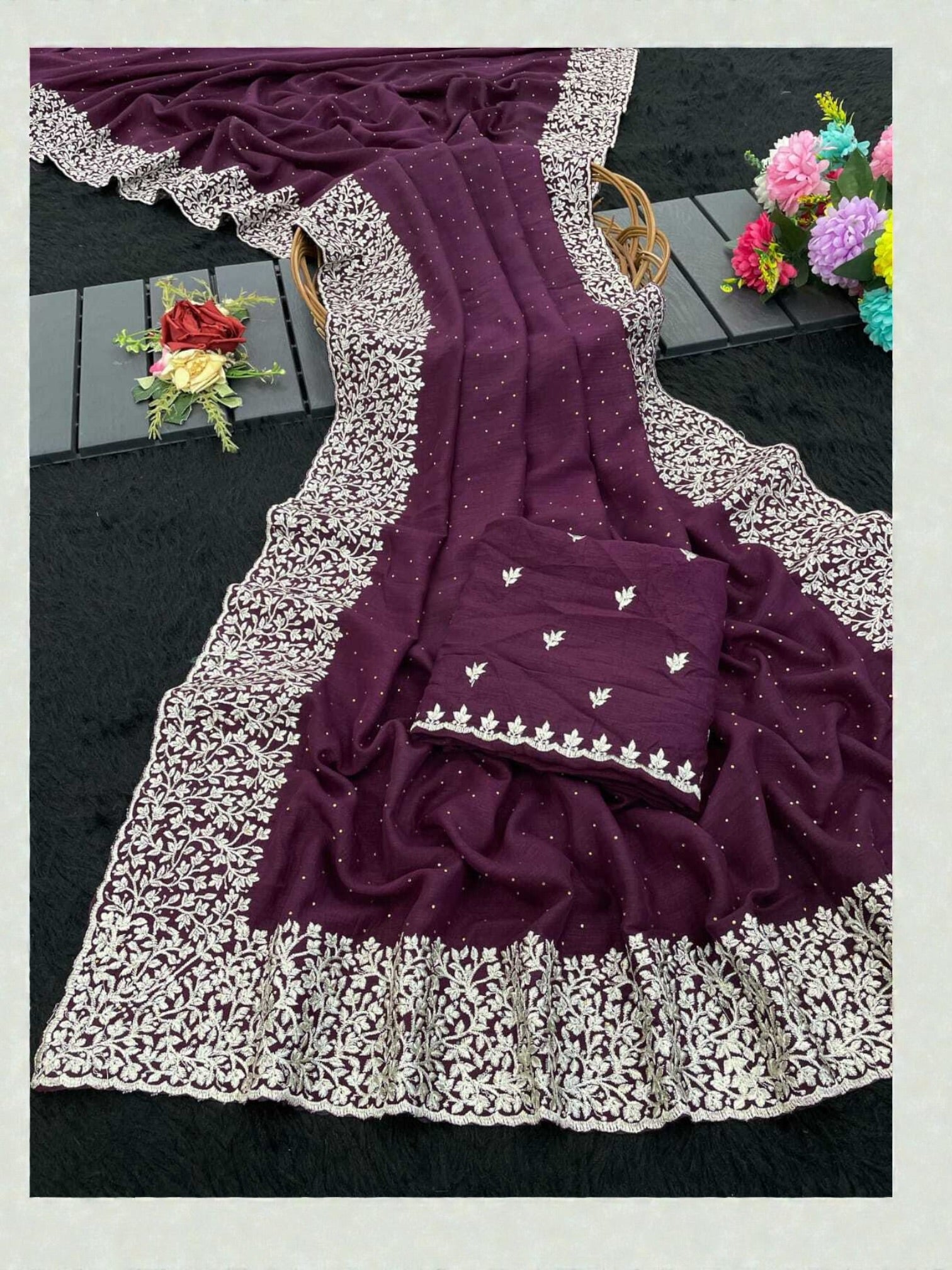 Vichitra Silk Traditional Saree, Cultural Wear for Women