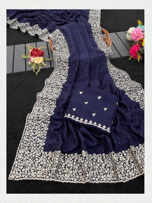 Vichitra Silk Traditional Saree, Cultural Wear for Women