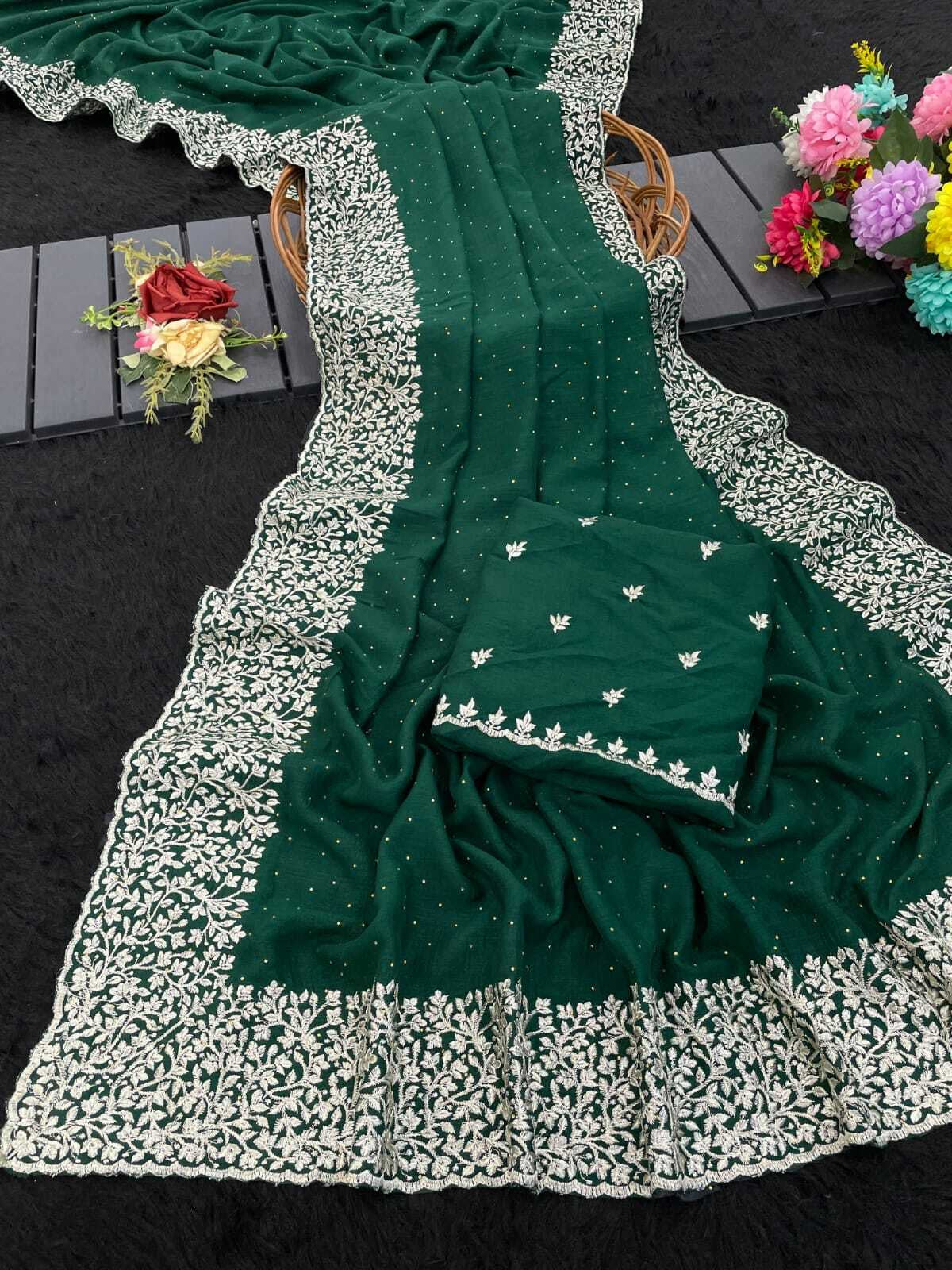 Vichitra Silk Traditional Saree, Cultural Wear for Women