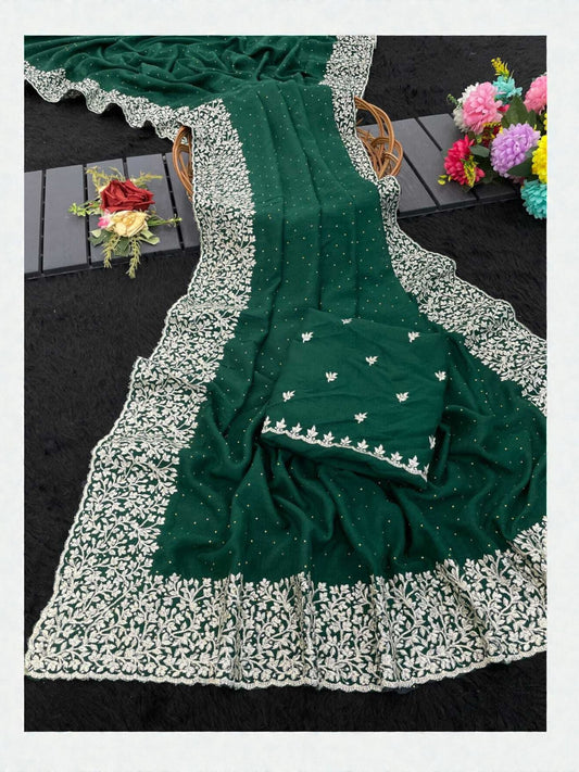 Vichitra Silk Traditional Saree, Cultural Wear for Women