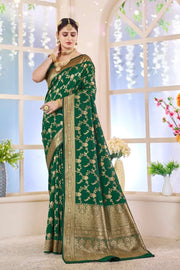 Elegant Katan Silk Saree by Saree Ghor Charlotte, traditional women’s cultural wear with intricate design and vibrant colors.