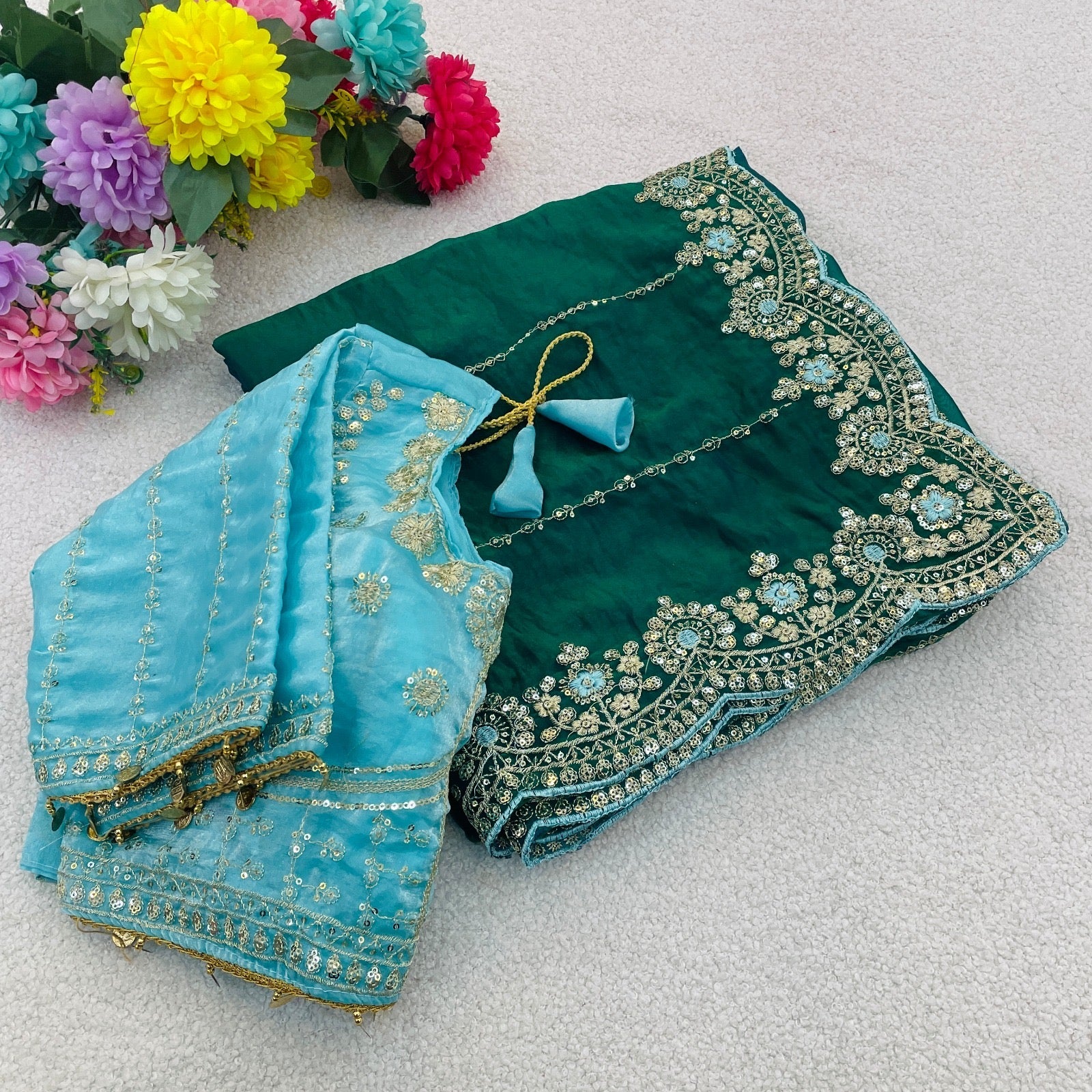 Satin Traditional Saree with Ready Blouse, Cultural Wear for Women