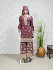 Elegant Georgette Russian Plazo Set for women, traditional salwar kameez with intricate details, by Saree Ghor Charlotte.