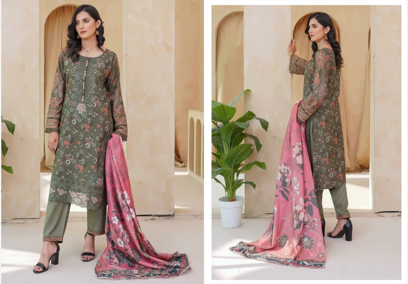 Traditional Pakistani Salwar Kameez for women, vibrant fabric with intricate embroidery, from Saree Ghor Charlotte.