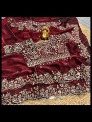 Space Silk Traditional Saree with Ready Blouse, Cultural Wear for Women