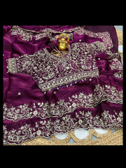 Traditional Space Silk saree with ready blouse from Saree Ghor Charlotte, featuring elegant cultural wear for women.