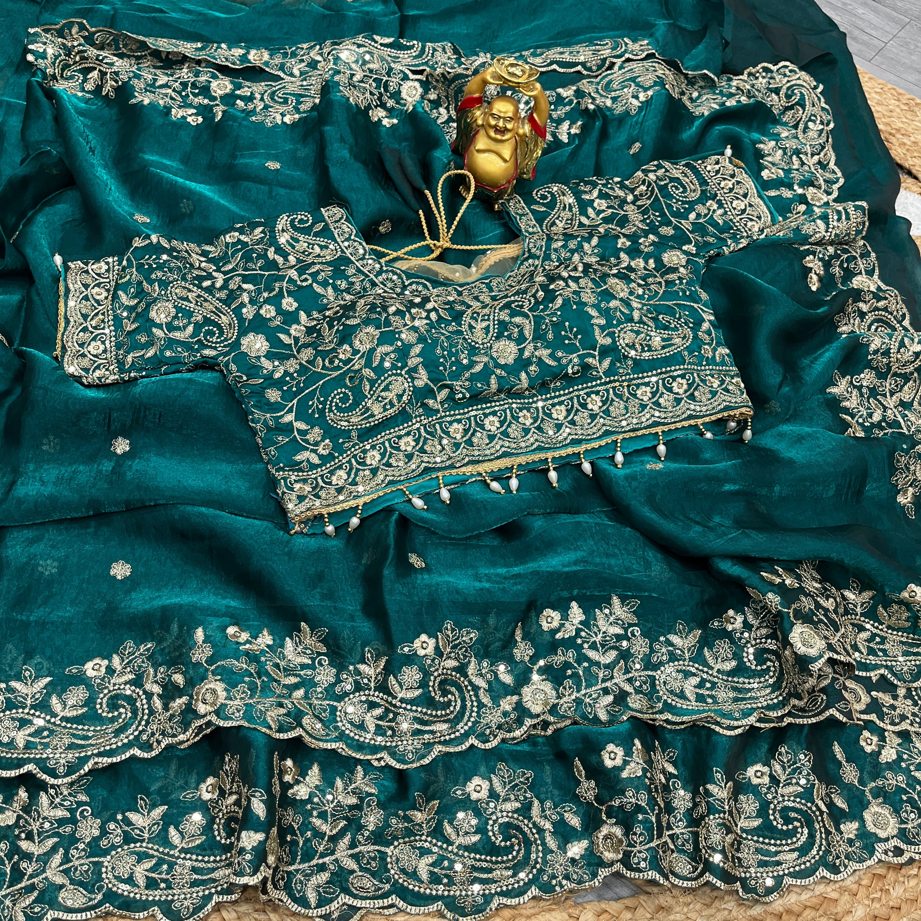 Space Silk Traditional Saree with Ready Blouse, Cultural Wear for Women