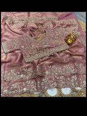 Space Silk Traditional Saree with Ready Blouse, Cultural Wear for Women