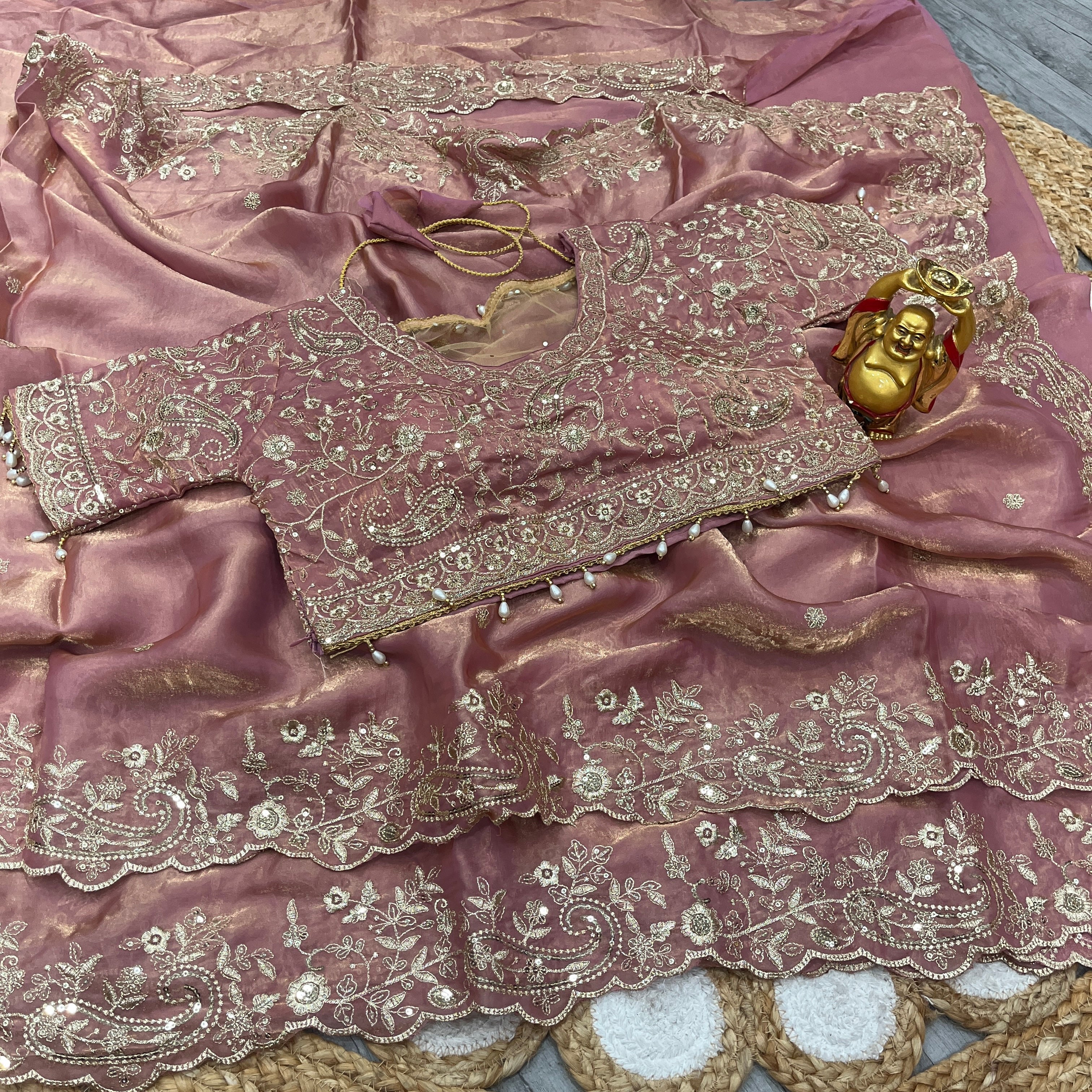 Space Silk Traditional Saree with Ready Blouse, Cultural Wear for Women