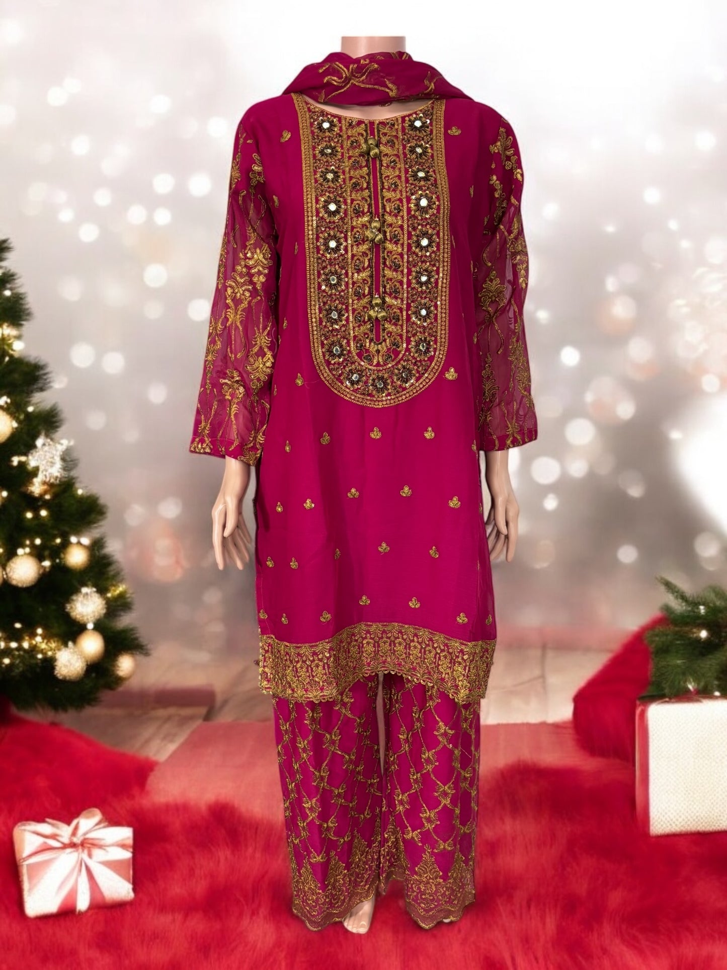 Traditional Designer Sharara Salwar Kameez Set – Stylish Ethnic Wear for Women- 13