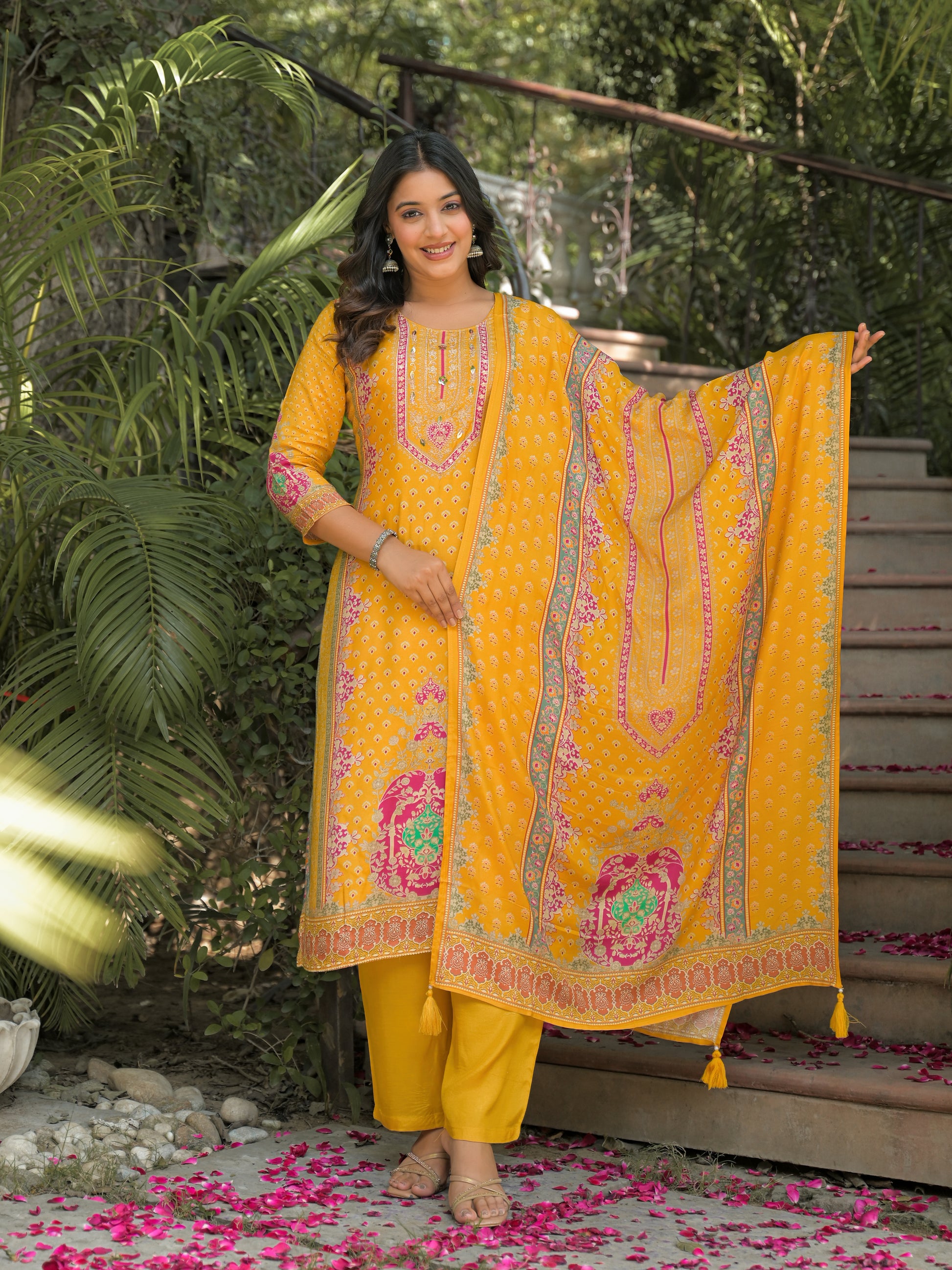 Pure viscose Maslin traditional salwar kameez for women, featuring intricate embroidery and vibrant colors, by Saree Ghor Charlotte.