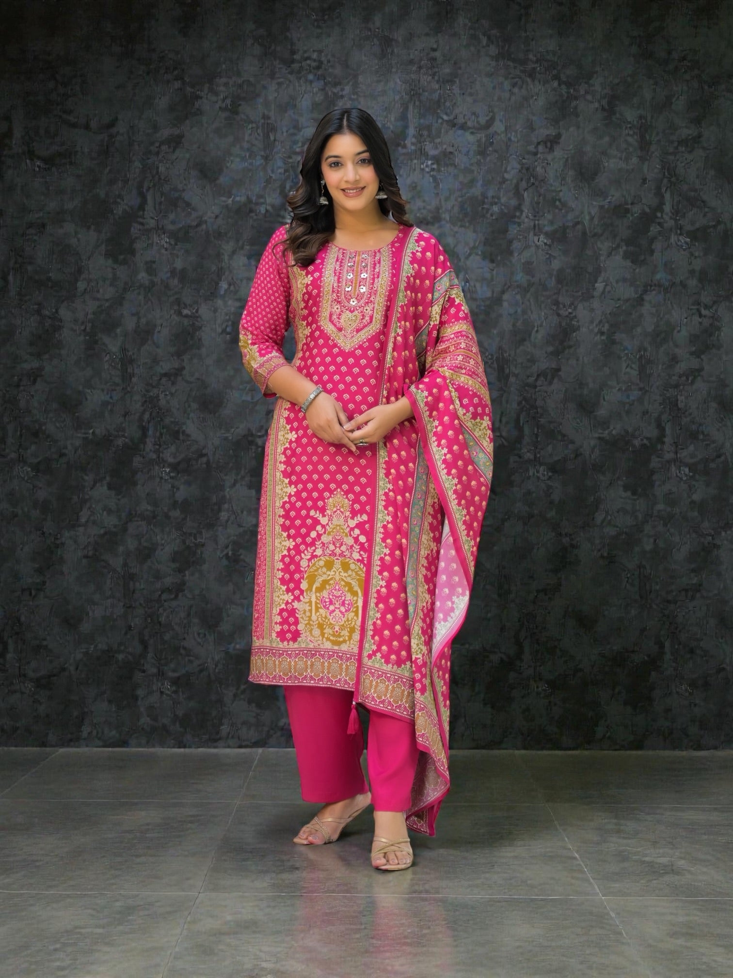 Pure Viscose Maslin Traditional Salwar Kameez, Cultural Wear for Women