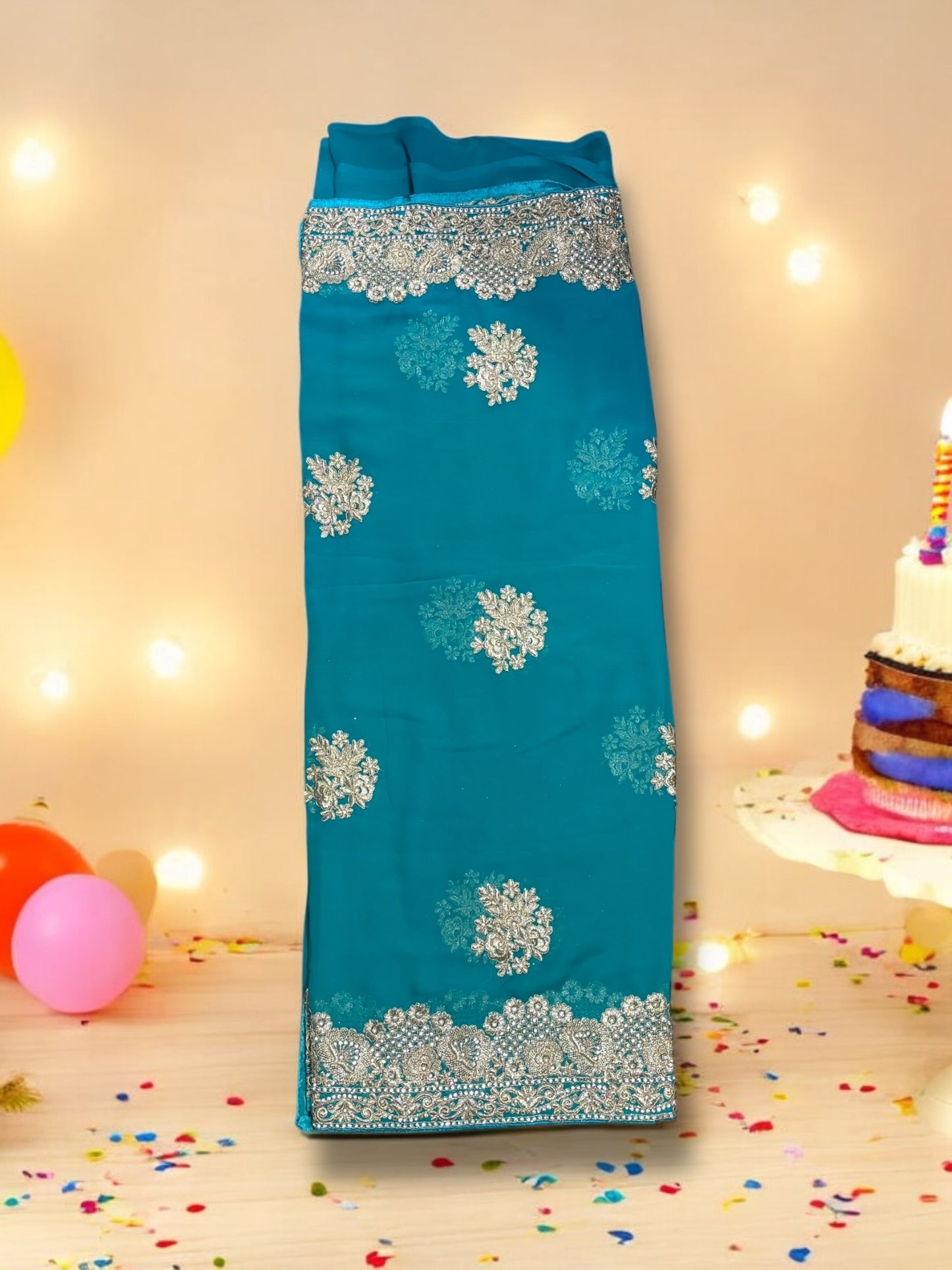 Teal Blue Color Elegant Traditional Designer Saree – Ethnic Wear for Women- 03