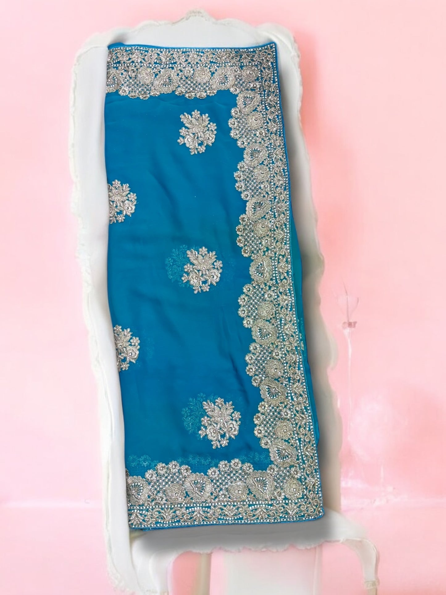 Teal Blue Color Elegant Traditional Designer Saree – Ethnic Wear for Women- 03