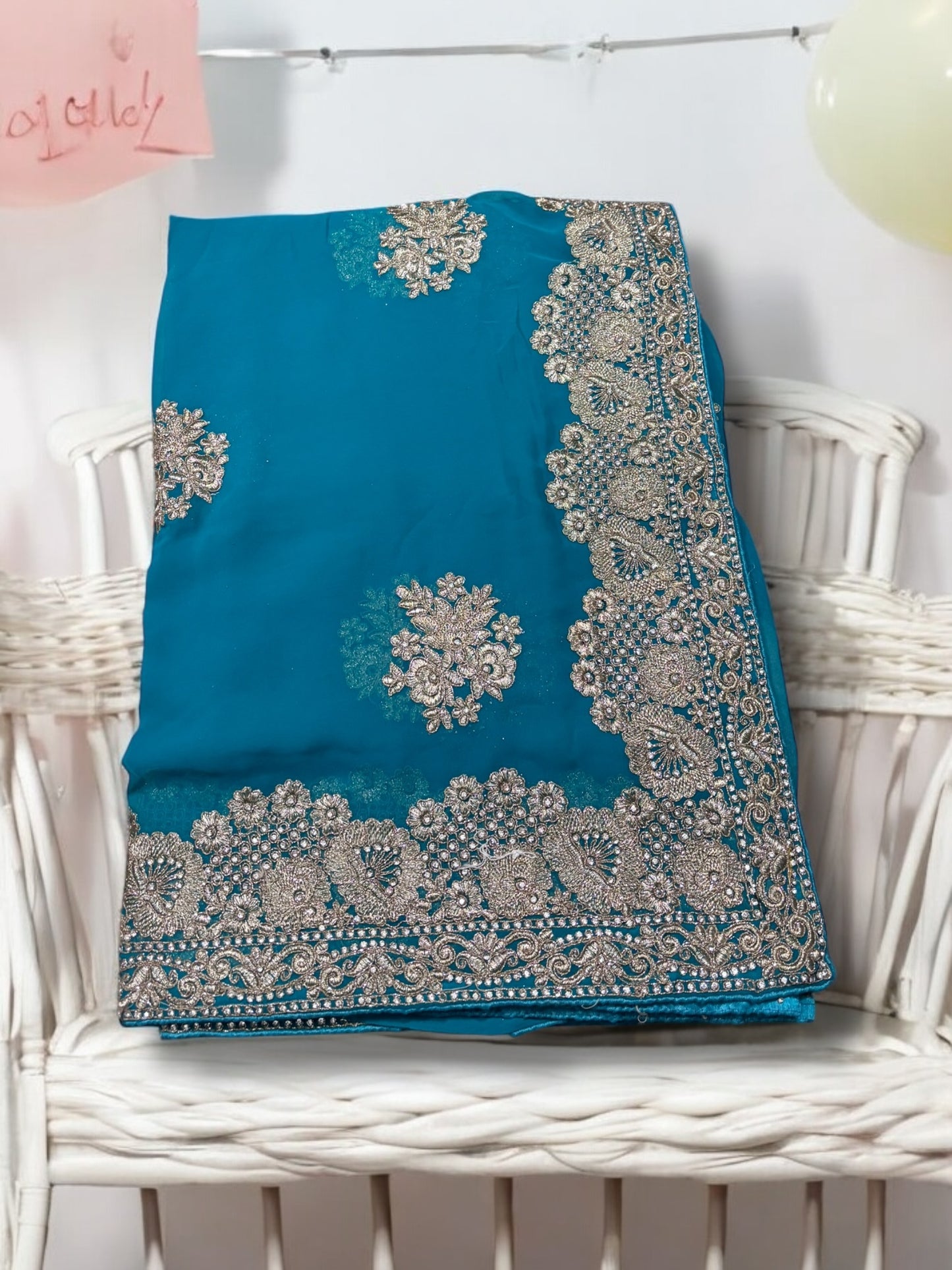 Teal Blue Color Elegant Traditional Designer Saree – Ethnic Wear for Women- 03