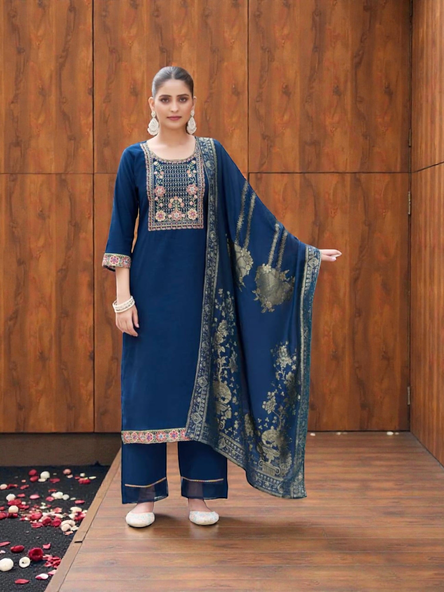 Viscose traditional salwar kameez in vibrant colors, showcasing intricate patterns, designed for women by Saree Ghor Charlotte.