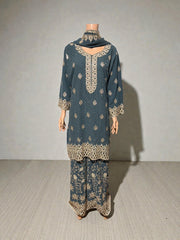 Elegant Georgette Russian Plazo Set for women featuring traditional salwar kameez style in vibrant colors.