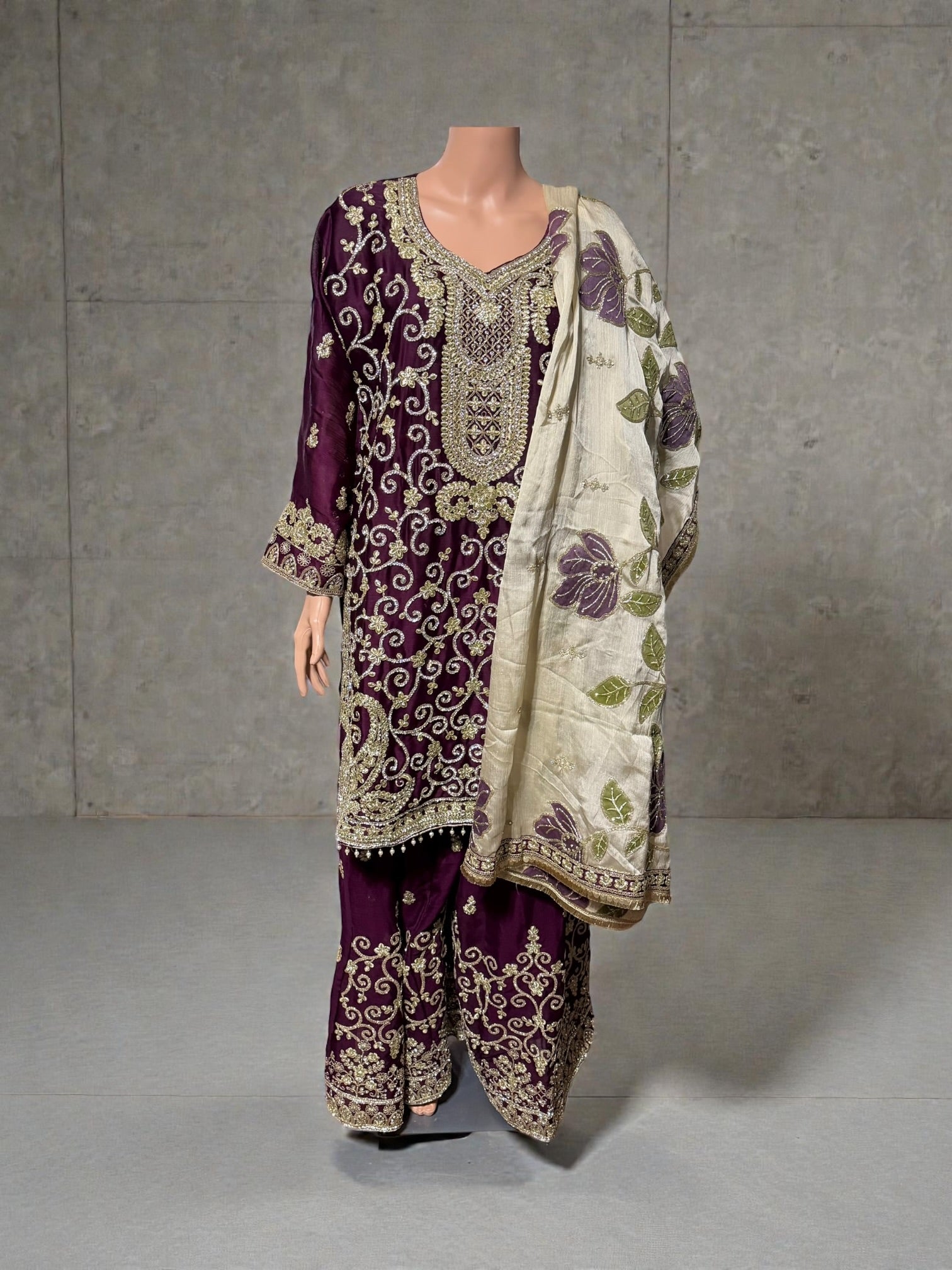 Russian Plazo dress by Saree Ghor Charlotte featuring traditional cultural wear for women with stylish plazos and intricate design.