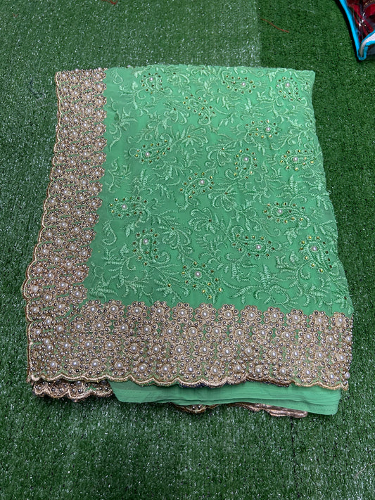 Exclusive Designer Party Saree, with Readymade Blouse -018