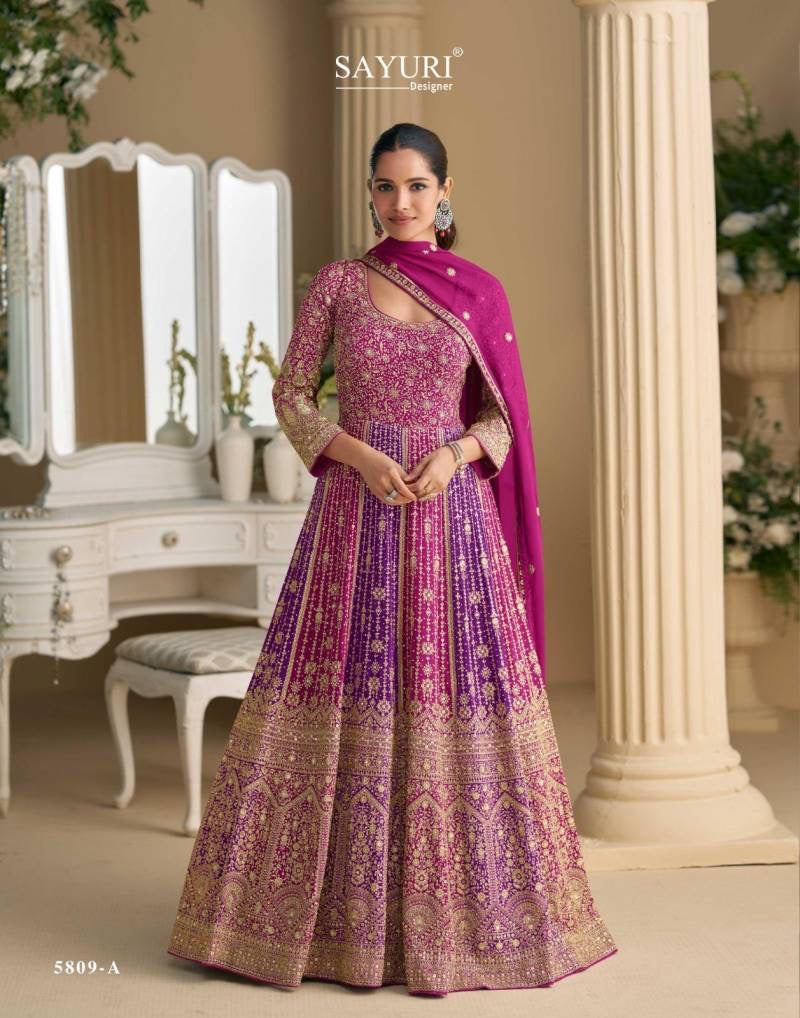 Georgette Embroidered  Party Wear Gown, Cultural Wear for Women