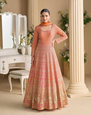 Georgette Embroidered  Party Wear Gown, Cultural Wear for Women