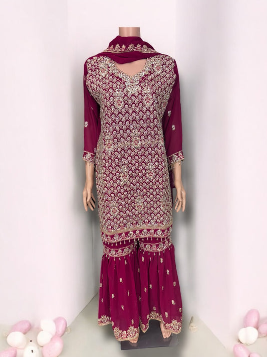 Traditional Designer Garara Salwar Kameez Suit - Ethnic Wear - 201