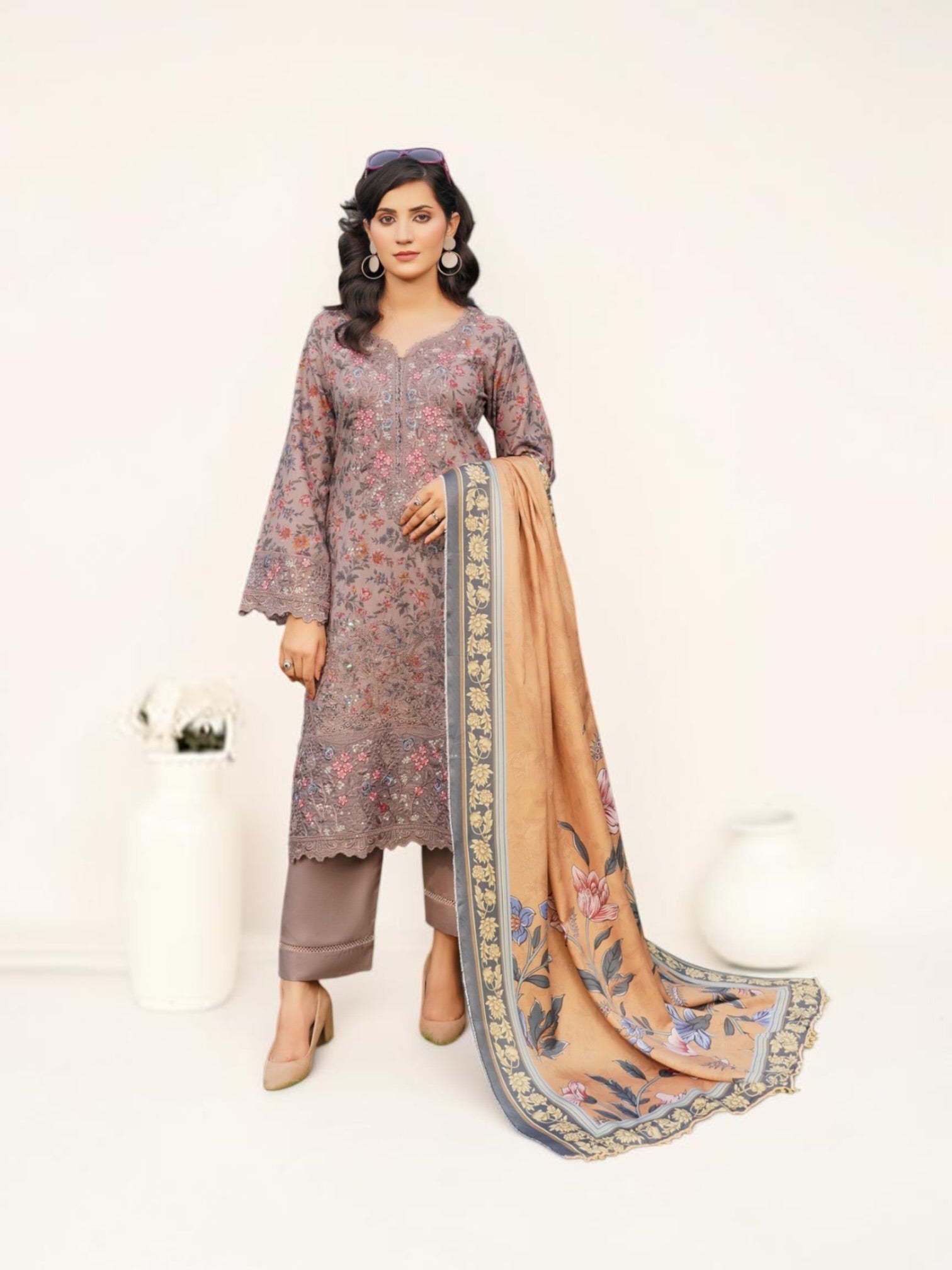 Traditional Pakistani Lawn Salwar Kameez, Cultural Wear for Women