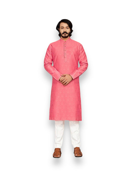 Pink Color Jaquard Kurta Pajama Collection 90004