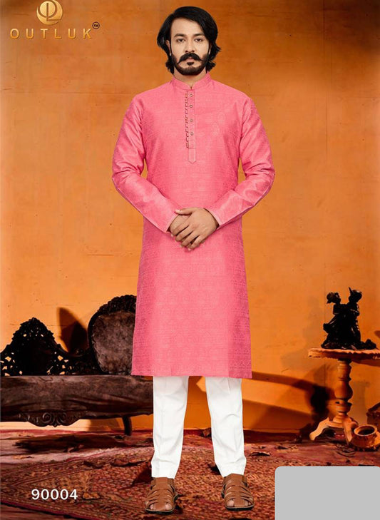 Pink Color Jaquard Kurta Pajama Collection 90004