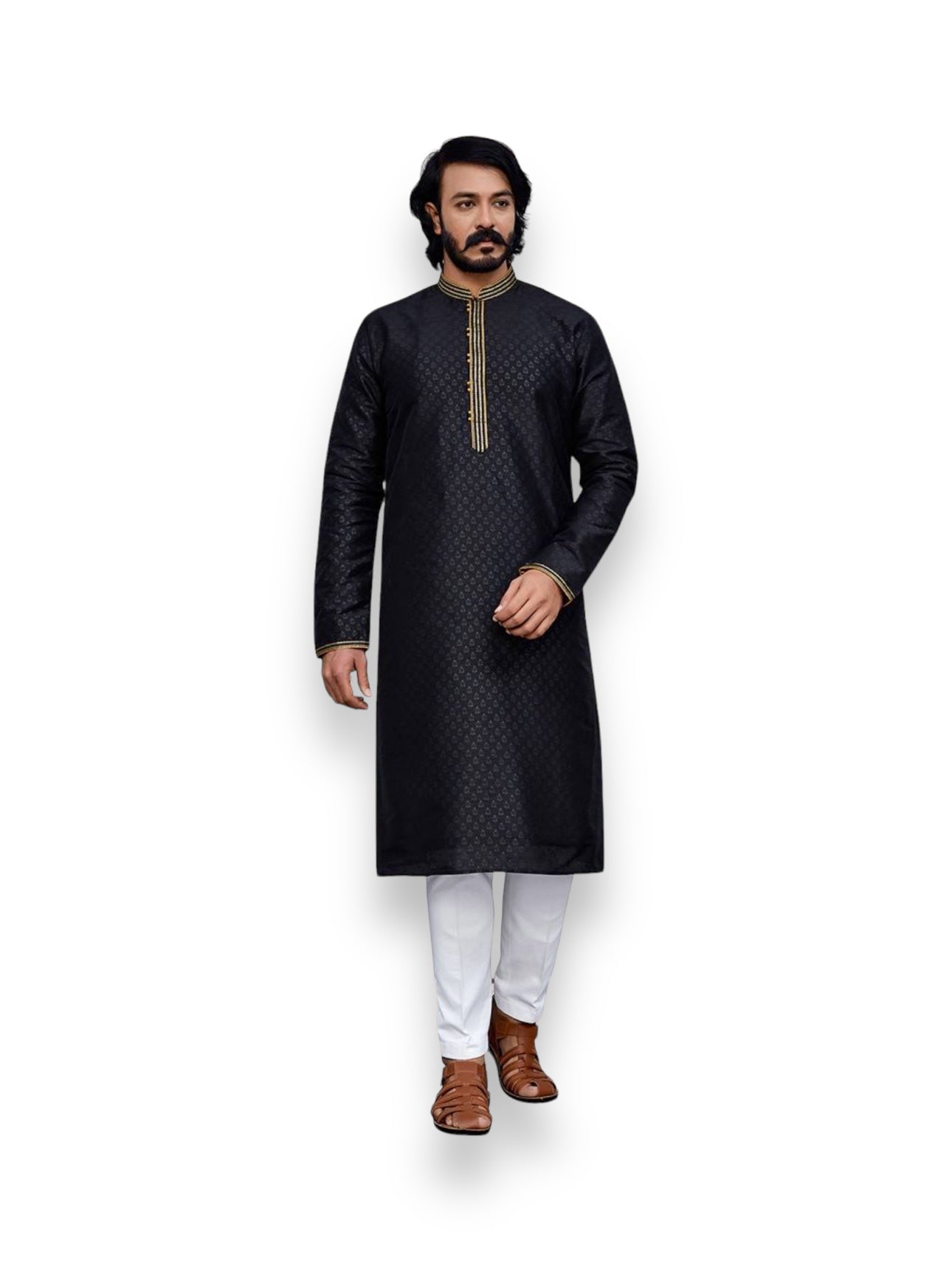 Black Color Latest Designer Ethnic Wear Silk Kurta Pajama