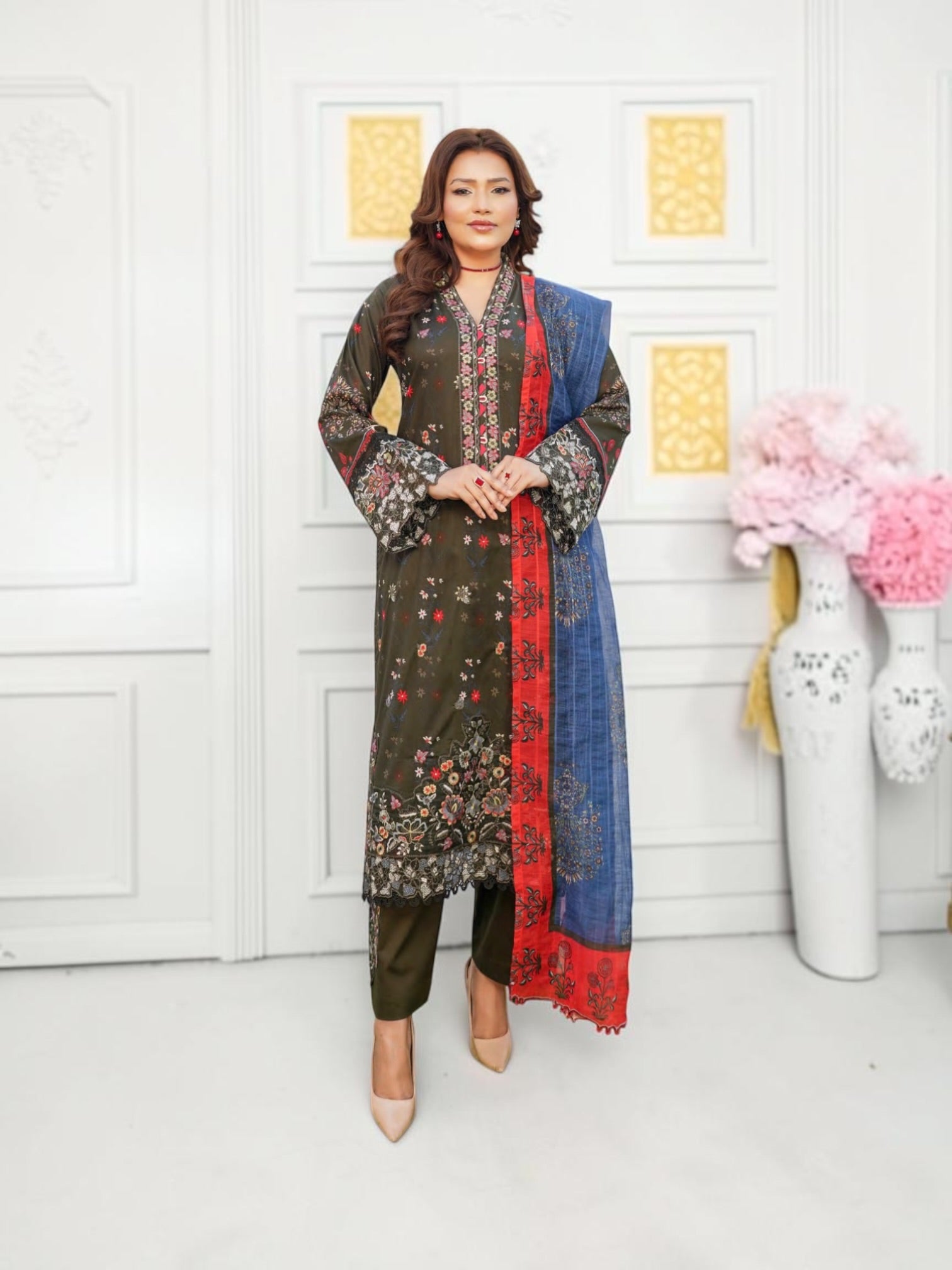 Pakistani Cotton Salwar Kameez, Cultural Wear for Women