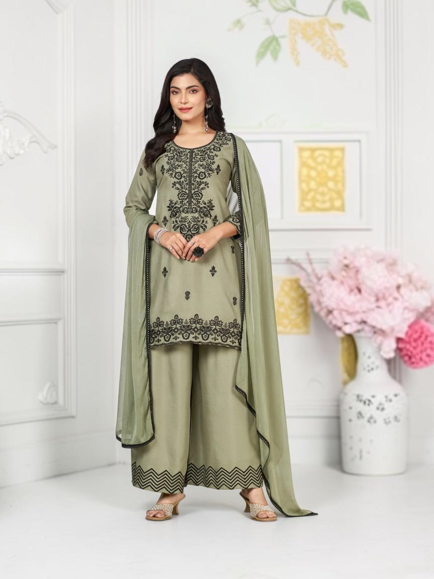 Rayon Palazzo Suit, Cultural Wear for Women