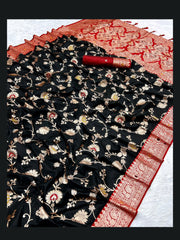 Traditional Silk Weaving Saree with Unstitched Blouse, Cultural Wear for Women
