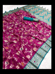 Traditional Silk Weaving Saree with Unstitched Blouse, Cultural Wear for Women