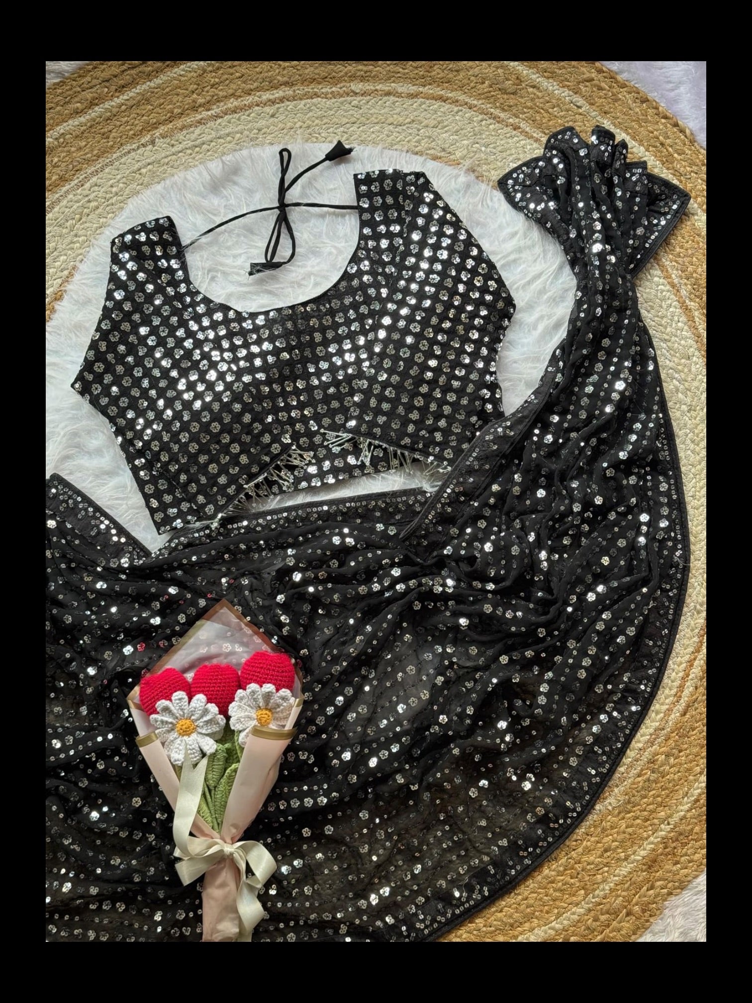 Soft Georgette Saree with Ready Blouse, Cultural Wear for Women