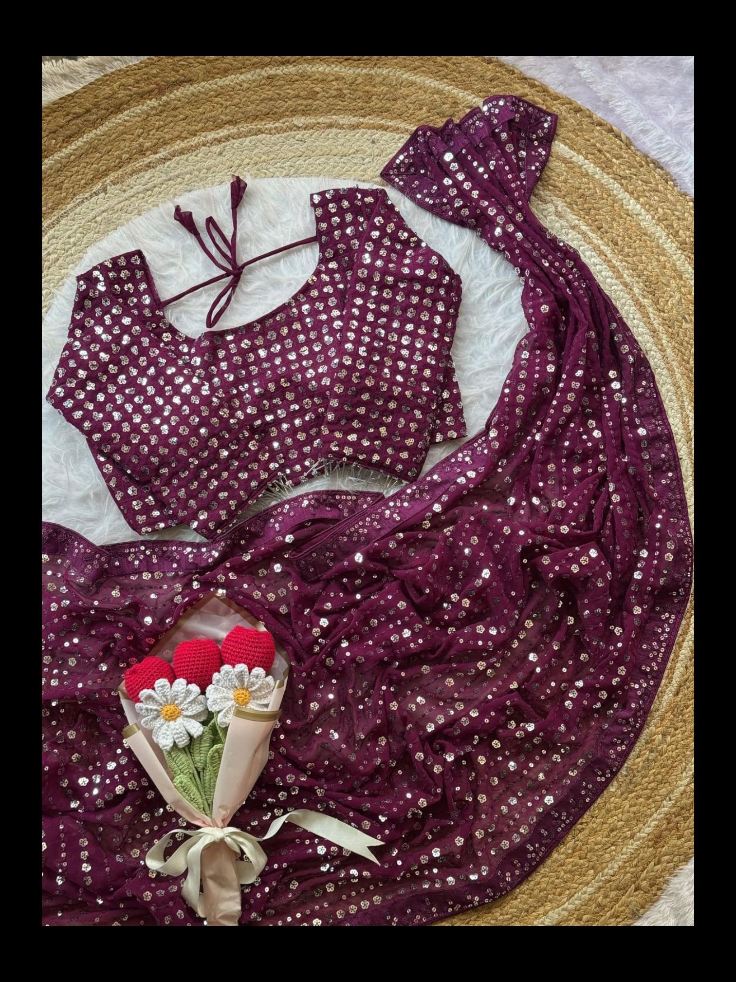Soft Georgette Saree with Ready Blouse, Cultural Wear for Women