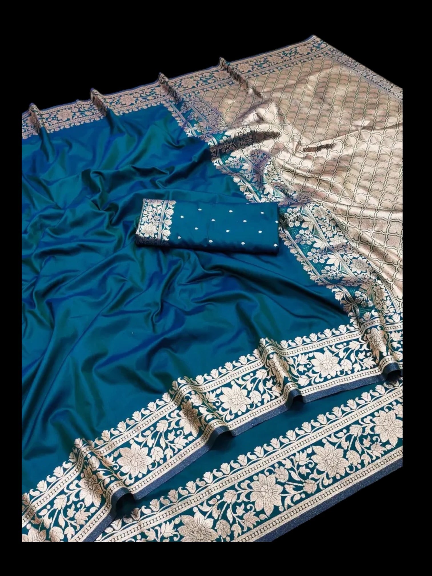 Banarasi Silk Saree with Unstitched Blouse, Cultural Wear for Women