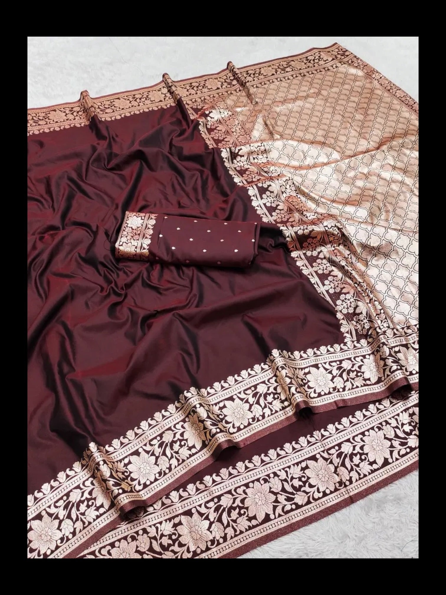 Banarasi Silk Saree with Unstitched Blouse, Cultural Wear for Women