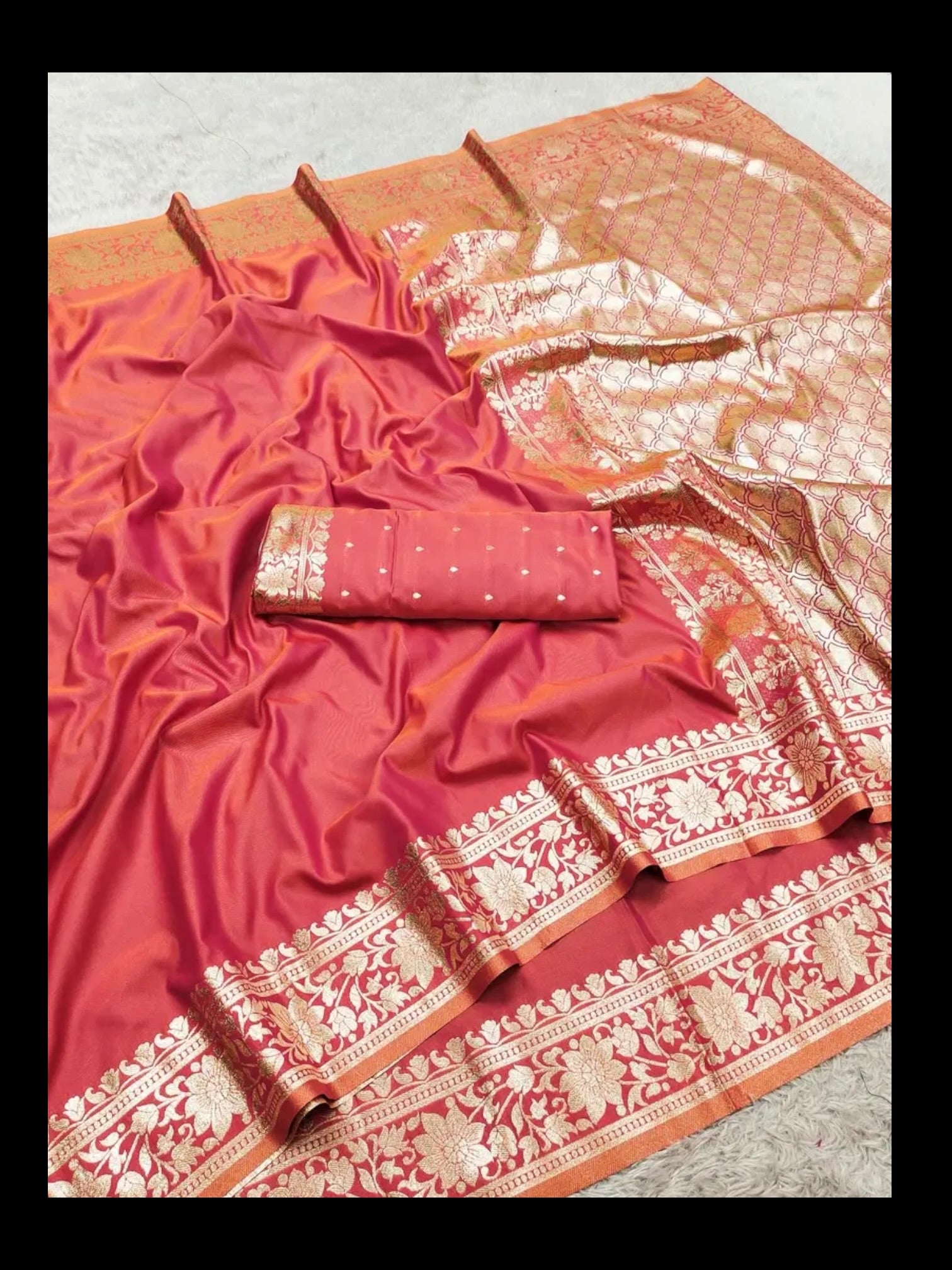 Banarasi Silk Saree with Unstitched Blouse, Cultural Wear for Women