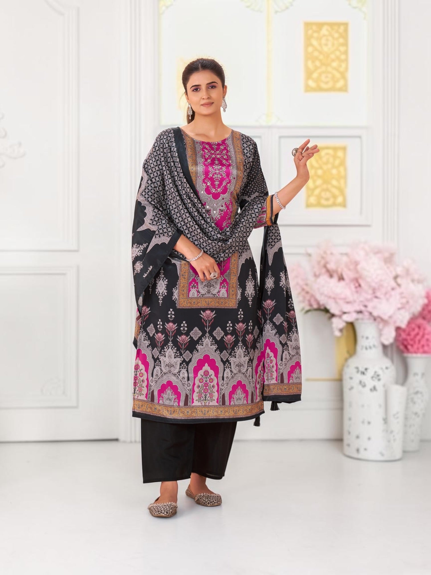 Muslin Digital Printed Salwar Kameez, Cultural Wear for Women