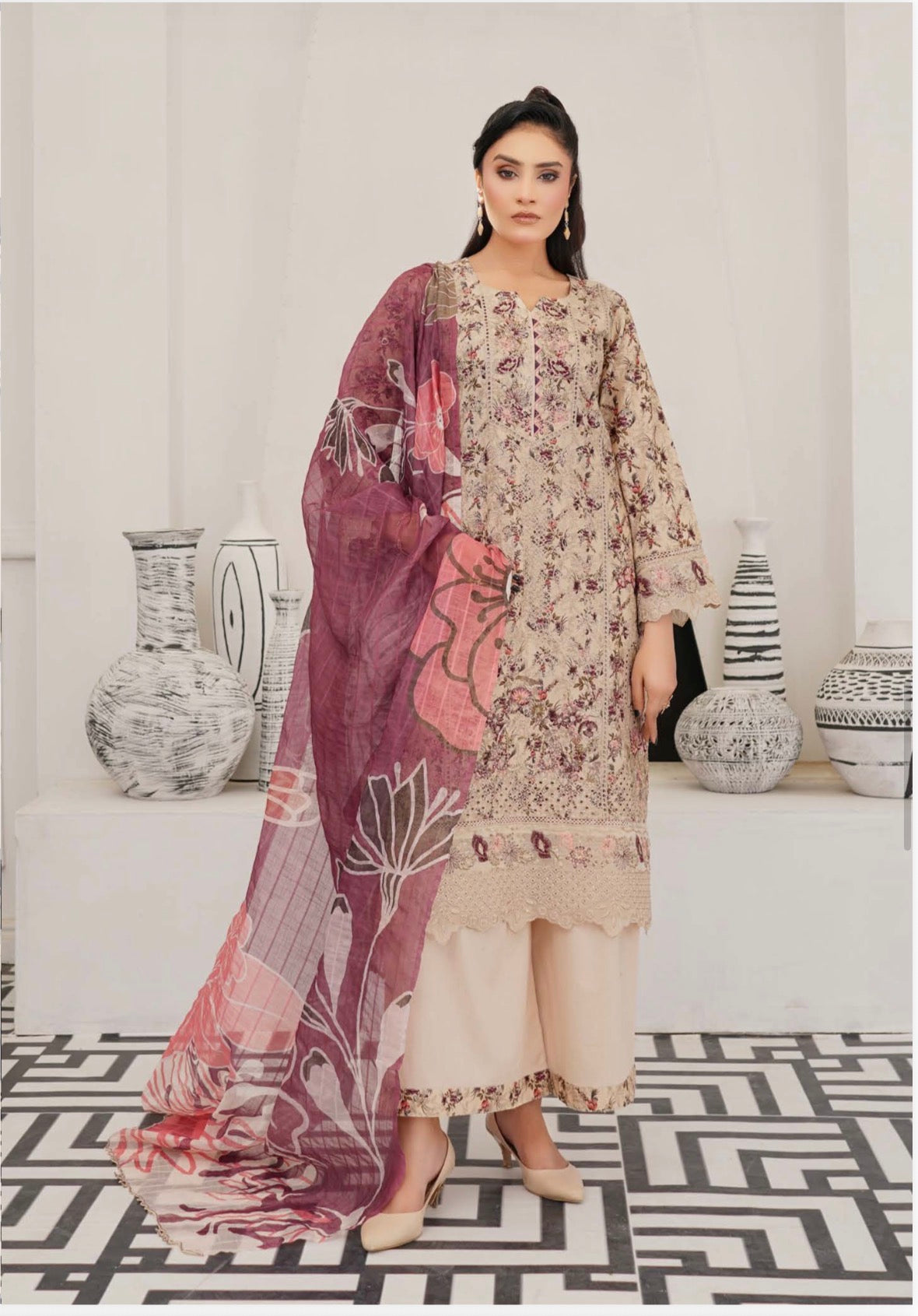Pakistani Cotton Salwar Kameez, Cultural Wear for Women