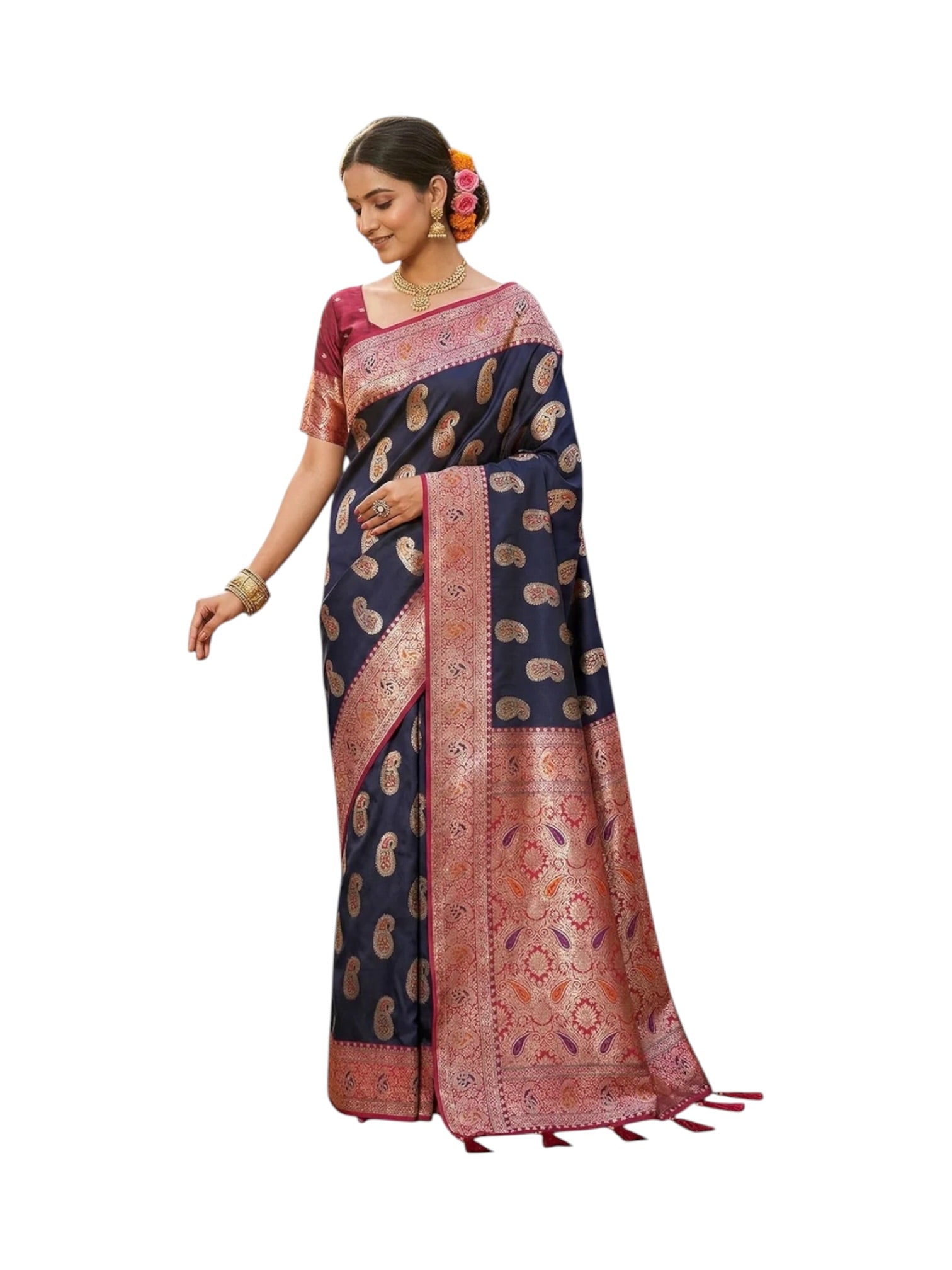 Silk Saree with Unstitched Blouse, Cultural Wear for Women