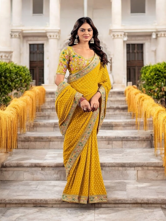 Georgette Traditional Designer Saree with Ready Blouse– Ethnic Wear for Women- 310