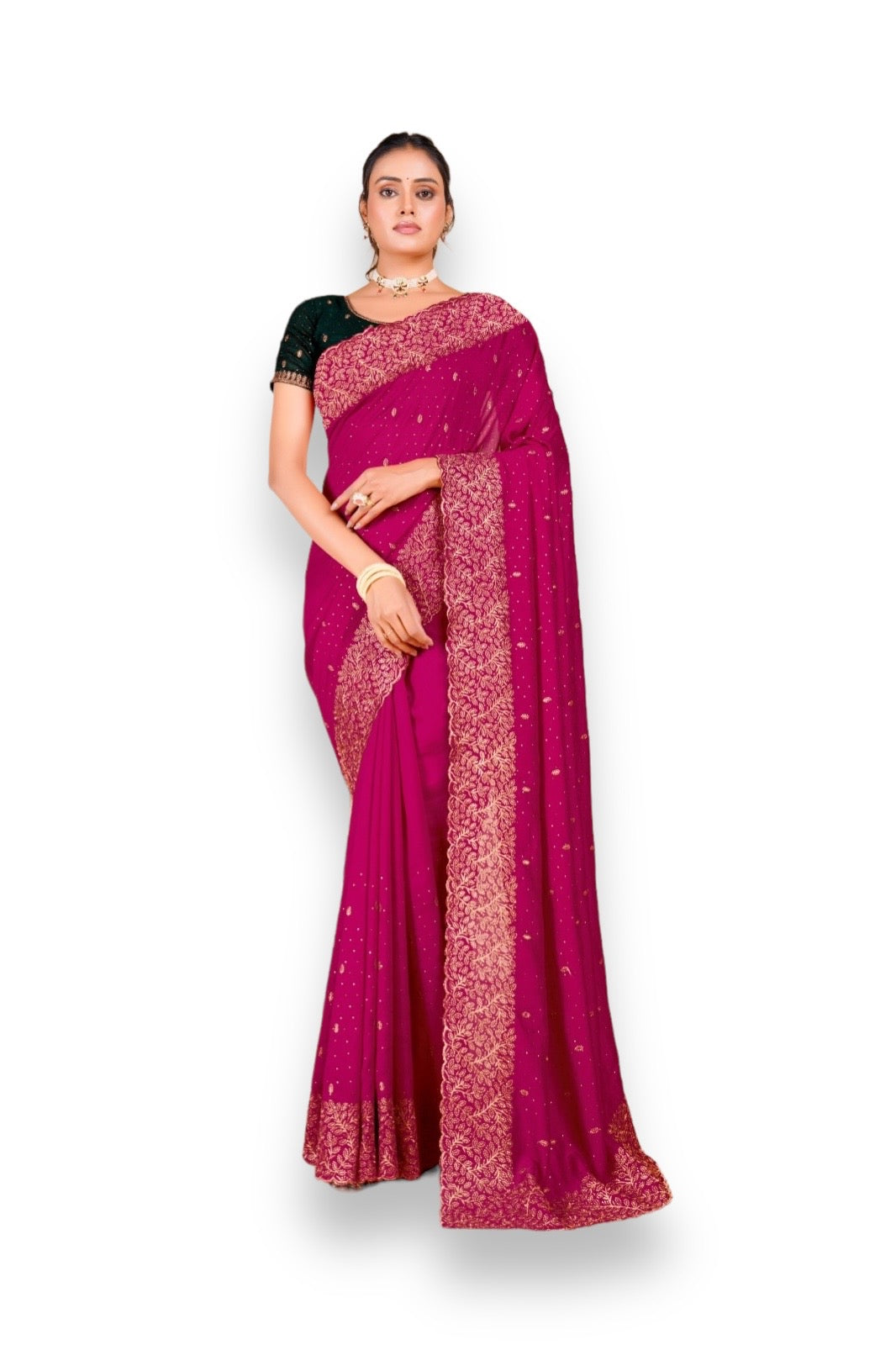 Vichitra Blooming Party Wear Saree-101