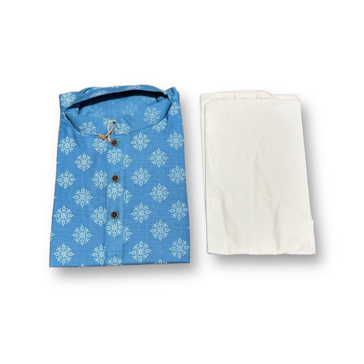 Boys Sky Blue Printed Kurta Pajama - 6415