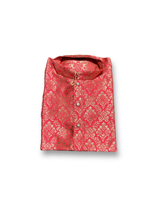 Boys Pink Silk Kurta Pajama - 6351