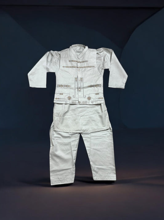 Traditional Kurta, Pajama and Coat Set for Boys - Ethnic Wear- 307